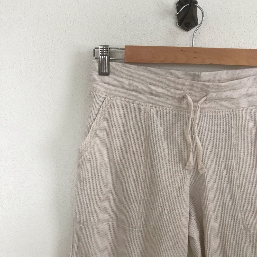 Cream Waffle Knit Jogger Lounge Pajamas Sweatpants
